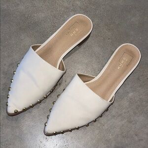 ShuShop White Mules with Gold Studs